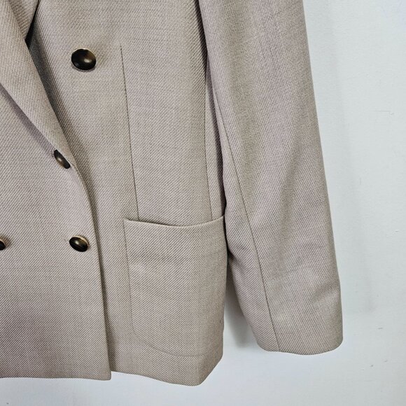 SOLD REISS Harriet Double Breasted Wool Blazer Sz 8 Beige Cream - Picture 5 of 13